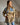 veste parka court en jean et camel avec inscription marque LM Lulu