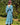 robe longue bleu turquoise en soie, légère et fluide, parfaite pour mettre dans sa valise.