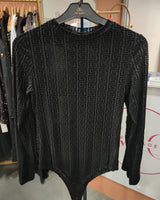 Body noir motif velours, Style chic & graphique