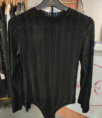 Body noir motif velours, Style chic & graphique