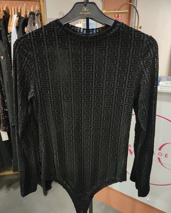 Body noir motif velours, Style chic & graphique