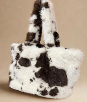 Cabas fourrure imprimé vache, tendance