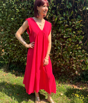 Robe gaze de coton framboise Johanna Paris