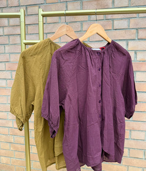 Chemise fluide col tunisien bas arrondi - Johanna Paris