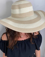 capeline chapeau pour femme beige et blanc