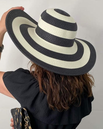 capeline chapeau femme rayé noir et blanc
