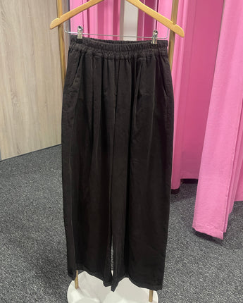 pantalon jambes larges velours, marque Johanna Paris, couleur choco