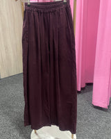 Pantalon jambes larges, version velours, marque Johanna Paris, couleur prune