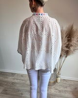 blouse blanche broderie anglaise coupe loose pour femme 