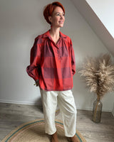 blouse petits carreaux rouge et violet johanna paris