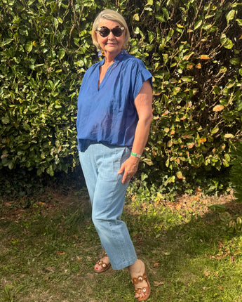blouse fluide et légère col V en voile de coton, coupe loose 36 au 44 marque Johanna Paris