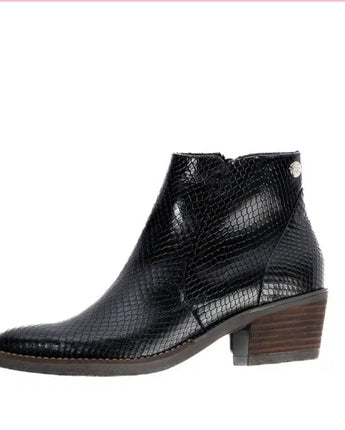 boots noir en cuir python talon 5 cm