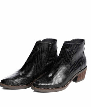bottines en cuir python noir