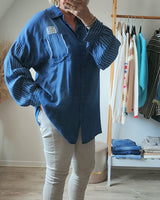 chemise longue pour femme couleur bleu coupe oversize 