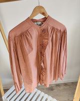 chemisier uni à volant au niveau des boutons en voile de coton, très légère, tendance, pour printemps-été