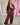 Ensemble femme bordeaux Pulpeuse, blazer chic à coupe loose et pantalon fluide à bandes latérales écrues, taille unique du 44 au 50.