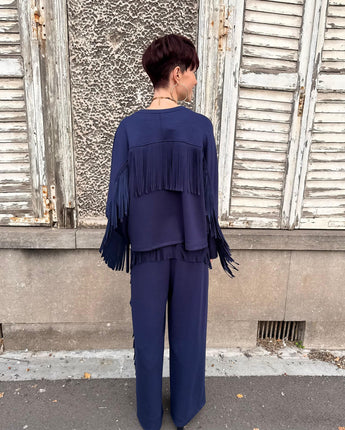 ensemble franges ultra doux, coupe fluide, le combo parfait entre confort et style. Marque The Corner Paris.