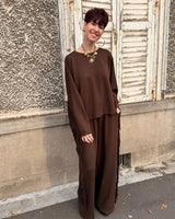 ensemble franges ultra doux, coupe fluide, le combo parfait entre confort et style. Marque The Corner Paris.