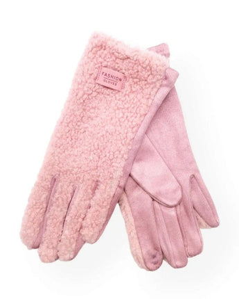 gants bouclette rose