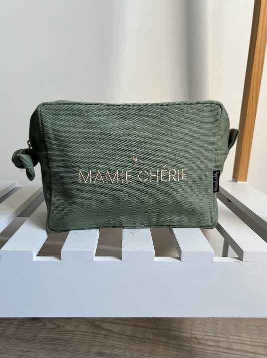 Grande Trousse de toilette  "Mamie Chérie" Sauge - Marcel et Lily