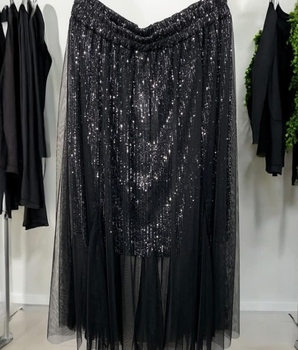 jupe en tulle et sequins grande taille noir et argent