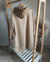 manteau doublé polaire avec capuche en beige grande taille