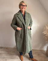 manteau long coupe loose, kaki, effet tout doux taille unique du 36 au 46