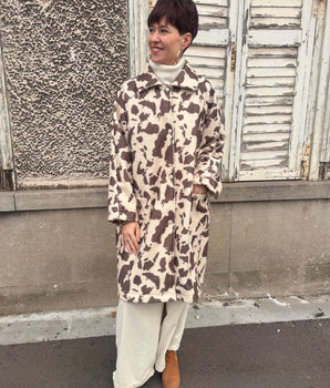 manteau coupe loose imprimé vache marque Johanna Paris