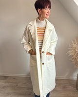 manteau tout doux long blanc coupe loose