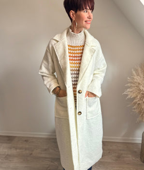 manteau tout doux long blanc coupe loose