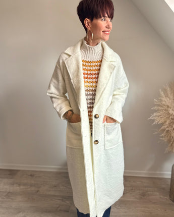 manteau tout doux long blanc coupe loose