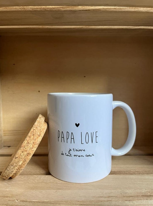 Mug avec son couvercle en liège " Papa Love"