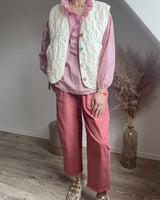 pantalon rose pour femme taille élastiquée confortable