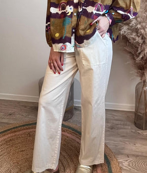 pantalon jambes larges écru Johanna Paris