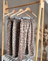 pantalon léopard taille haute avec taille froncée 