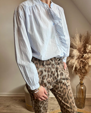 pantalon léopard grande poche coupe tendance taille haute 