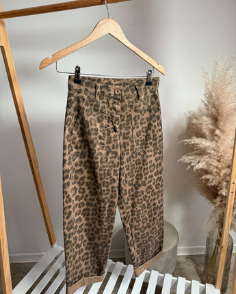 Pantalon léopard camel coton grandes poches 