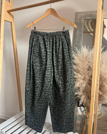 pantalon imprimé leopard élastiqué à la taille johanna paris