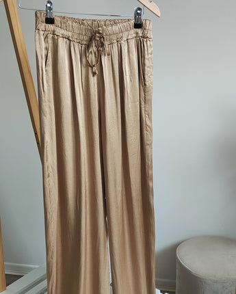 pantalon palazzo couleur or ou beige taille 34-40 