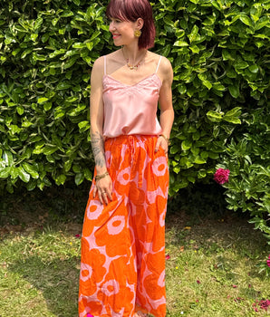 pantalon  idéal pour les grandes chaleurs, jambes larges fluide et léger en voile de coton différent coloris, taille élastiqué