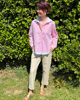 pantalon uni écru, coupe droite, poches plaquées en coton, version hiver, marque Johanna Paris