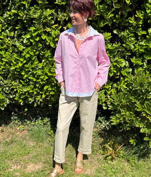 pantalon uni écru, coupe droite, poches plaquées en coton, version hiver, marque Johanna Paris