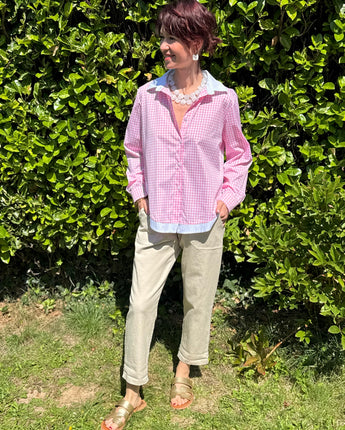 pantalon uni écru, coupe droite, poches plaquées en coton, version hiver, marque Johanna Paris