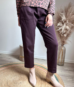 pantalon deux boutons PO prune Johanna Paris