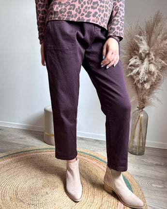 pantalon deux boutons PO prune Johanna Paris