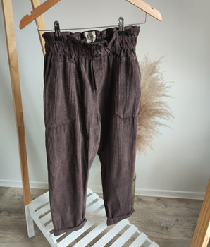 pantalon po en velours choco deux boutons, Johanna Paris