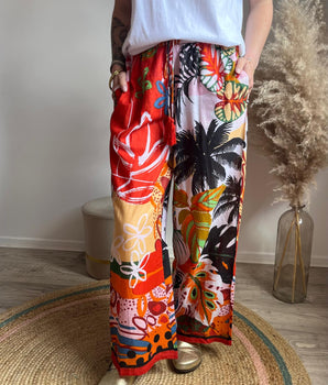 pantalon gold and silver palmier léger