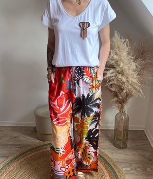 pantalon fluide en voile de coton gold and silver