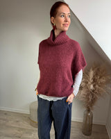 pull col roulé manches courtes tombantes couleur framboise Johanna Paris