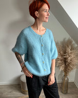 gilet mohair bleu manches courtes Johanna Paris